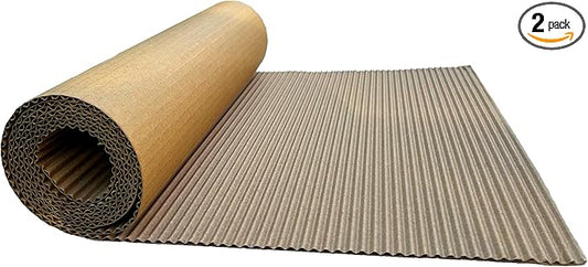 (14 x 144in）Brown Single Face Corrugated B Flute Cardboard Roll Shipping Corrugated Roll Paper Corrugated Wrap for Packing, Storage, Shipping, DIY(2rolls Each roll14x 72in)