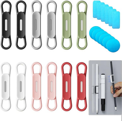 12 Pack Magnetic Pen Holder for Refrigerator, Silicone Magnetic Pencil Holder for Locker, Magnetic Dry Erase Marker Holder for Whiteboard, Desk, Clipboard (6 colour)