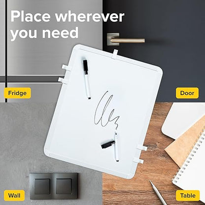 X-Bet Dry Erase Board, 14"x11", White & Modern Frame, Includes 5 Markers - Ideal for Kids, Students & Home Office
