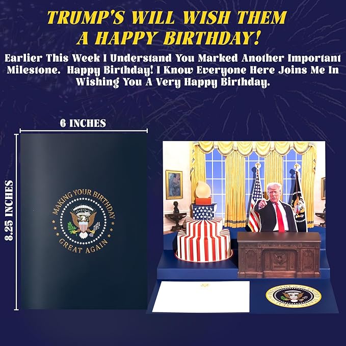 Pop Up Trump Birthday Card with Light & Sound - Greeting Card - Birthday - Oval Office