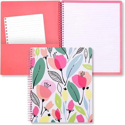 Steel Mill & Co Cute Large Spiral Notebook College Ruled, 11" x 9.5" with Durable Hardcover and 160 Lined Pages, Pink Poppy