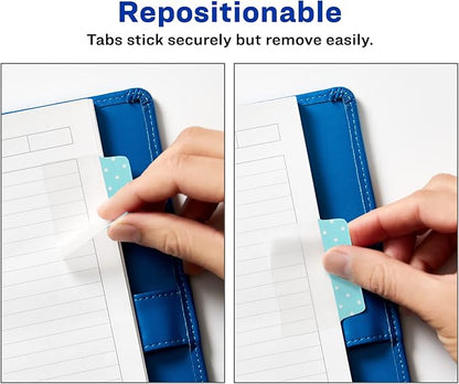 Avery Multiuse Ultra Tabs, 2" x 1.5", 2-Side Writable, Assorted Pastel Dots, 24 Repositionable Tabs (74773)