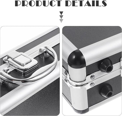 ERINGOGO Aluminum Attache Case - 12inch Lock Metal Briefcase with Ripple Foam, Hard Aluminum Carrying Case for Men, Universal Portable Tool Case for Laptop/Luggage/Instrument Black