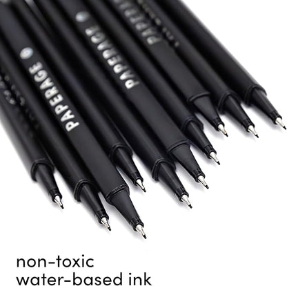 PAPERAGE Felt Tip Fine Point Pens (0.4mm), 12 Pack, Pens For Journaling, Notebooks, Planners, Calendars & Drawing, Great for School, Office, & Home (Black Ink)