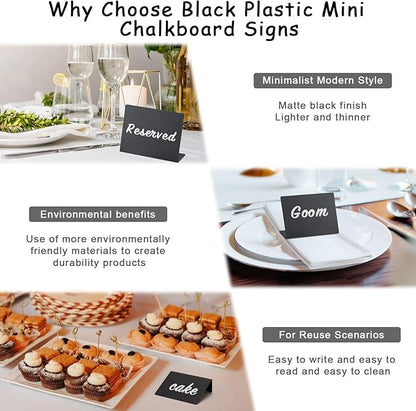 BOOMIBOO 20 Pack 4"x3"Mini Chalkboard Signs, Reusable and Reserved Table Signs, Easy to Write and Wipe Out, Food Labels for Parties - Buffets - Birthdays -Bakery-Table Numbers-Weddings