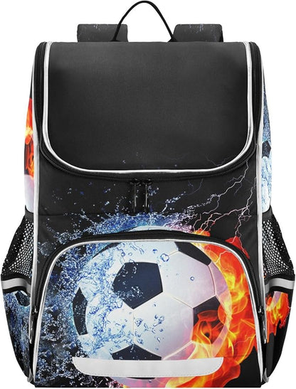 Soccer Backpack with Reflective Strip for Kids Boys Girls Elementary School Bag Removable Chest Strap