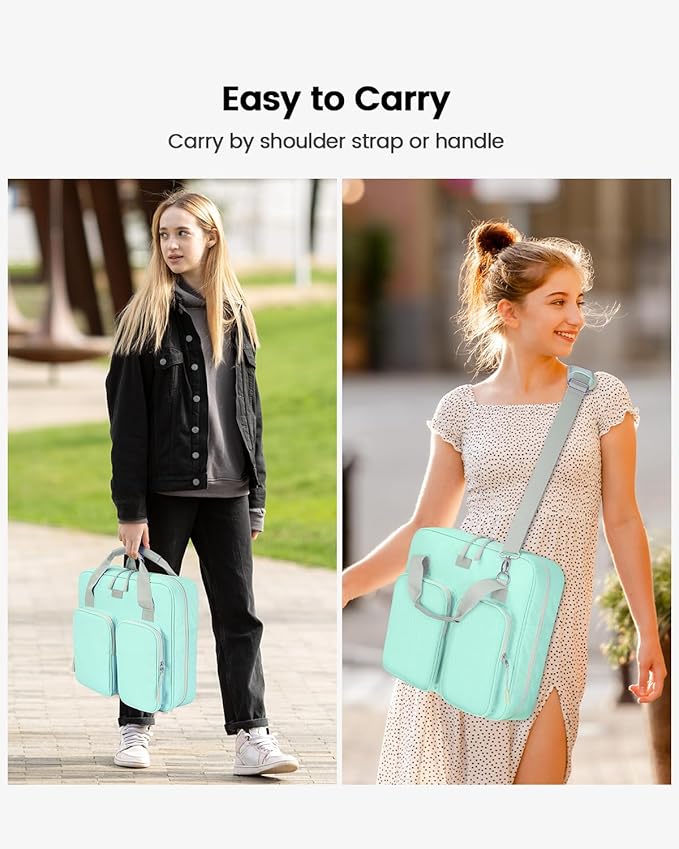 3 Inch 3 Ring Zipper Binder with Shoulder Strap & Handle & Multi-Pocket - 3" Binder with Zipper for School, Compatible with 13-Inch MacBook/Tablet -Patent Design Light Blue