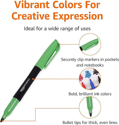 Amazon Basics Fabric Markers, Assorted Colors, 8-Pack