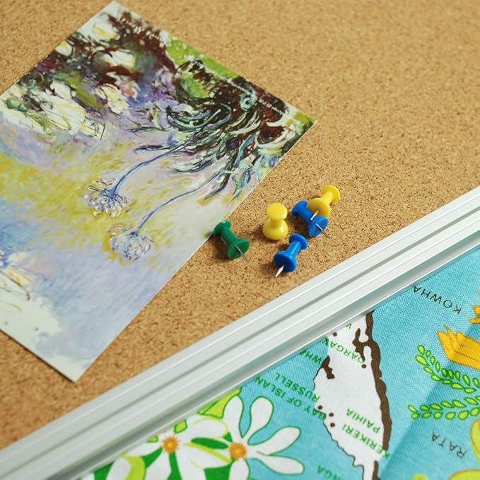 Large 60" x 36" Large Cork Board Bulletin Board, Framed CorkBoard, Wall-Mounted Notice Message Pin Board, Silver Aluminium Framed