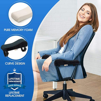 Office Chair Armrest Pads Memory Foam Chair Arm Covers,Universal Elbow Pillow Gaming Chair Arm Rest Cushion for Elbows and Forearms Pressure Relief(Set of 2)