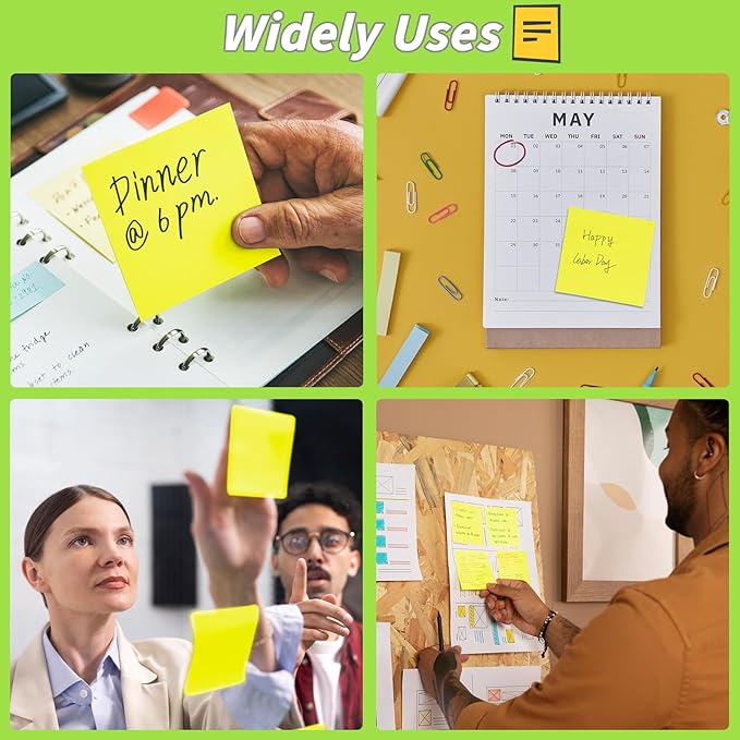 60 Pack Sticky Notes Bulk 3x3,Canary Yellow Sticky Pads Blank Notes Self-Stick Notes, Easy to Post for Teacher Student School Office Meeting Blank Desk Pads,75 Sheets/Pad,Total 4500 Sheets
