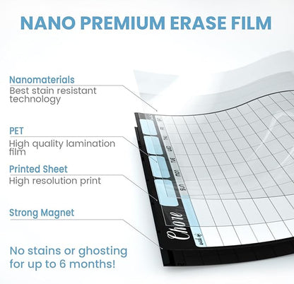 Magnetic Dry Erase Chore Chart and Weekly Calendar - 8.5"x13" Chore Board and Weekly Calendar for Fridge - 6.5"x8.5" List Board and 6 Extra Fine Point Markers Included - Shipped Flat