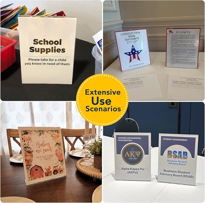 3 Pack 8.5 x 11 Acrylic Sign Stand Holders - 8.5 x 11 Inches Clear Plastic Table Paper Display Stand, Suit for Displaying Posters, Picture, Flyers, Menu