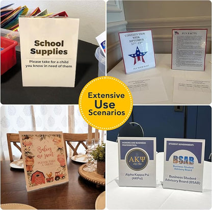 Acrylic Sign Stand Holder - 8.5x11 Inches Plastic Acrylic Literature Holders, 12 Pack Sign Holders Suit for Flyer, Magazine, Pamphlet, Booklet Display