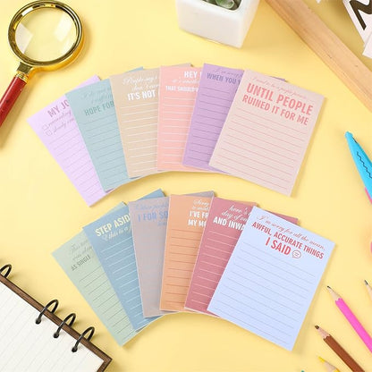 Funny Notepads with Sayings Sticky Funny Office Supplies to Do List Sarcastic Work Assorted Notepad for Workers, 12 Designs, 3 x 3.93 Inch(Vintage Style)