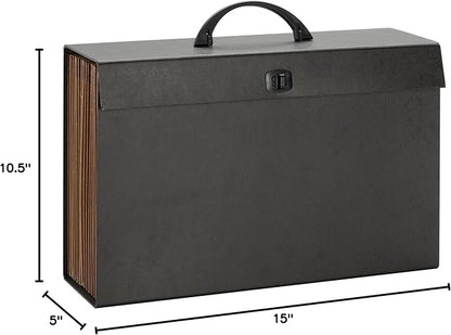 Smead A-Z and Subject Expanding File Box, 19 Pockets, Printed Alphabetic (A-Z)/Subject, Latch Closure, Legal Size, Black (70804)