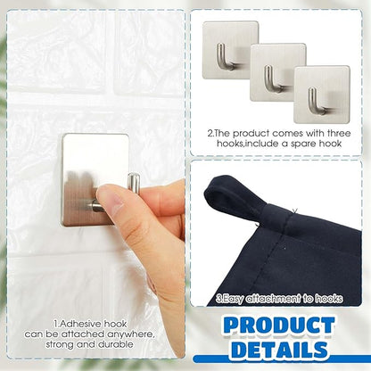 Pinkunn 40 x 48 Inch Office Cubicle Curtain with Stainless Steel Self Adhesive Hook Portable Privacy Door Partition Room Dividers Room Divider Office Divider for Office Cubicle (Black)