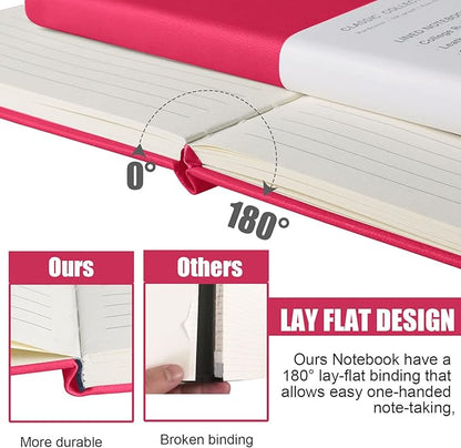 Lined Journal Notebook, (Rose Red), 160 Pages, Medium 5.7 inches x 8 inches - 100 gsm Thick Paper, Hardcover