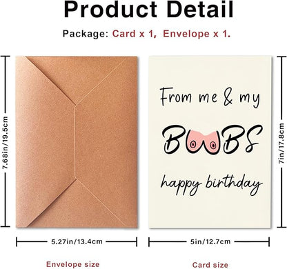Funny Birthday Card, Happy Birthday From Me and Me, Rude Birthday Card for Boyfriend or Husband, Naughty Card for Him or Her, Funny Rude Gift, Joke Card, with Envelope