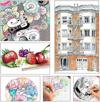 Shuttle Art 18-Pack Micro-line Pens - 11 Waterproof Archival Ink Colors in 0.3MM Felt Tip & 7 Blacks in 0.15-0.5MM For Journaling, Illustrating & Drawing