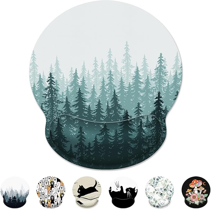 Ergonomic Mouse Pad with Wrist Support,Green Forest Mouse Pad with Wrist Rest,Relieve Wrist Pain Mousepad Non-Slip Rubber Base,Mouse Pads for Desk,Computers,Laptop,Office,Gaming,Home,Accessories