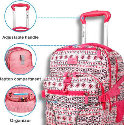 J World New York Lunar Rolling Backpack, Laptop Bag with Wheels, SKANDI Pink, One Size