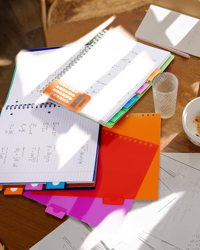 5 Subject Notebook - Spiral Notebook, College Ruled Notebook With Dividers Pocket, Tabs, 11" Ruler, 300 Pages, for Writing Journal, Home & Office, School Supplies, 8.5x11'' CoCo Brown150 Sheets