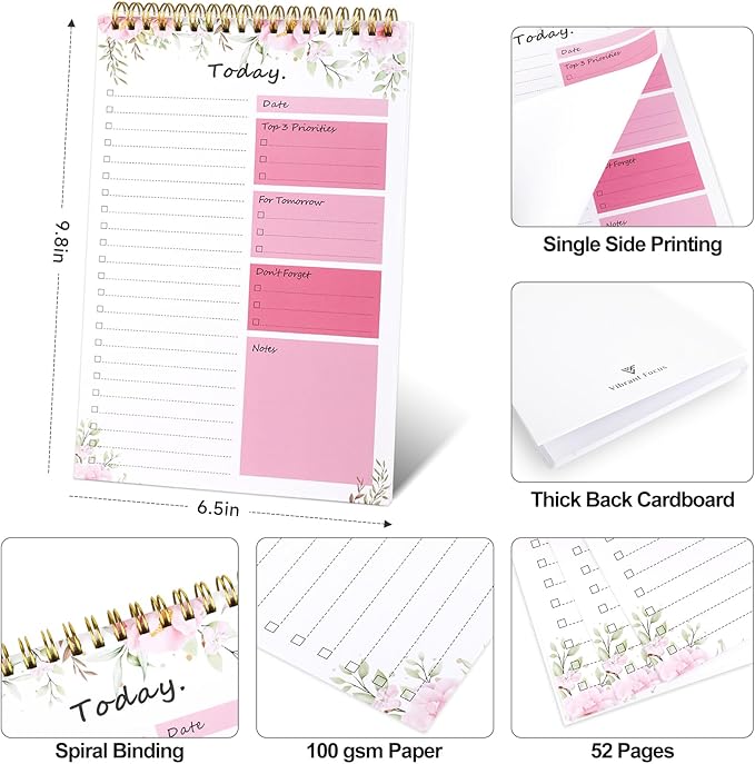 To Do List notepad - To Do List Notebook for Work with 52 Sheets, Undated Daily Planner Perfect for Daily Tasks and Goal Setting, To Do List Notepad Suitable for Office, Desk, Classroom,