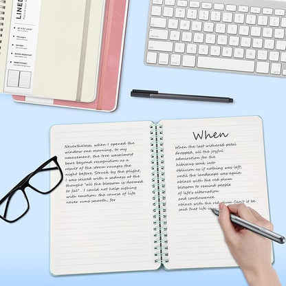 Light Green Lined Spiral Journal Notebook with 160 Pages, 8×5.7in, A5 Spiral Notebook, Journaling Notebooks for Work, School, Women, Men, College Ruled Spiral Notebook, Hardcover Leather Journals