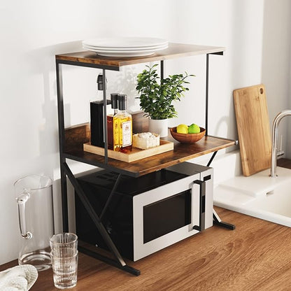 Printer StandAboxoo Printer Stand for Desk, Desktop Printer Shelf Large Printer Stands 3 Tiers Multi-Purpose Desk Office Organization Shelves for Home Office Printer Fax Book, Rustic Brown