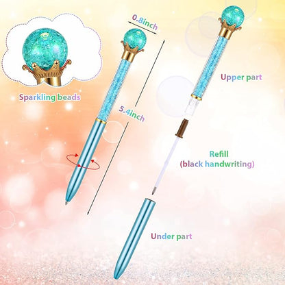 24 Pieces Big Crystal Diamond Pens Bling Ballpoint Pen Black Ink Rhinestones Pen for School Office Supplies Christmas Wedding Birthday Present, 4 Colors(Novel Style)