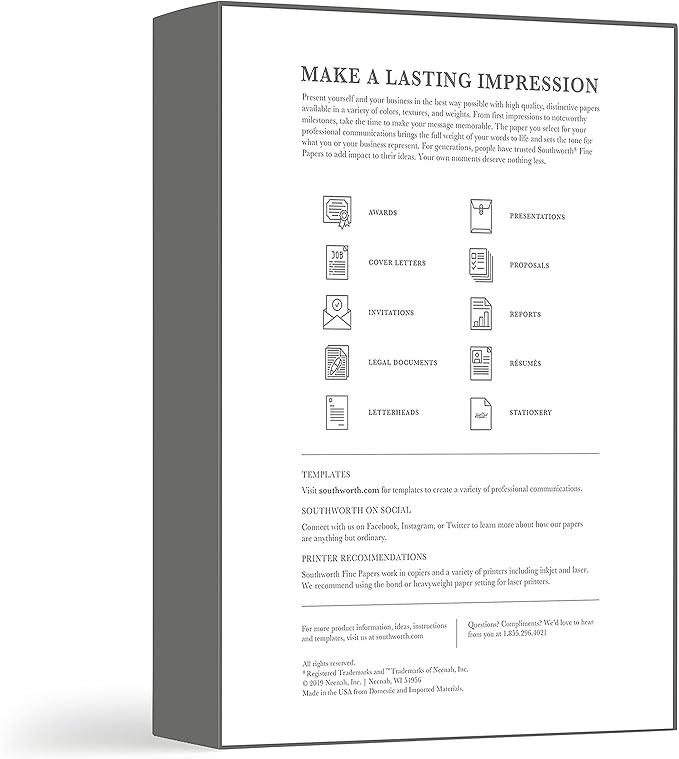 Southworth 404NC 25% Cotton Business Paper Natural 24 lbs. Wove 8-1/2 x 11 500/Box FSC