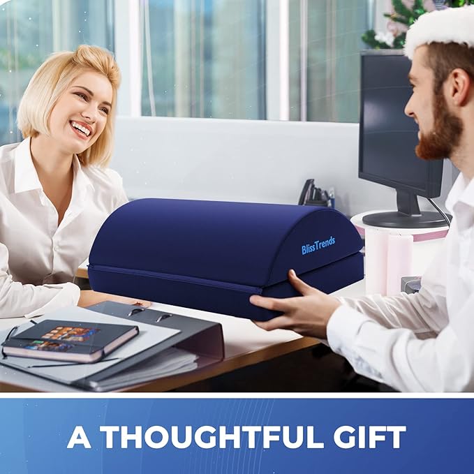 BlissTrends Foot Rest for Under Desk at Work-Versatile Foot Stool with Washable Cover-Comfortable Footrest with 2 Adjustable Heights for Car,Home and Office to Relieve Back,Lumbar,Knee Pain-Blue