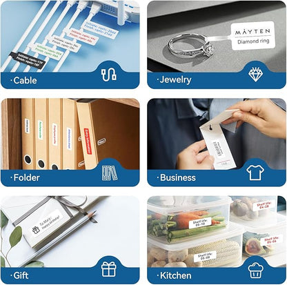 NIIMBOT Thermal Transfer Labels 0.55''x1.18'', Only for B18 Label Maker, PET Material, Waterproof and High-Temperature Resistance, Long Storage Time, Black(14x30mm-190)