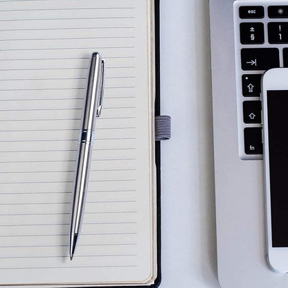 Cambond Ballpoint Pens Metal Pen - Silver Pens Black Ink Nice Pens for Gift Business Men Police Flight Attendant 1.0 mm Medium Point Office Pens, 3 Pens with 3 Refills (Silver)