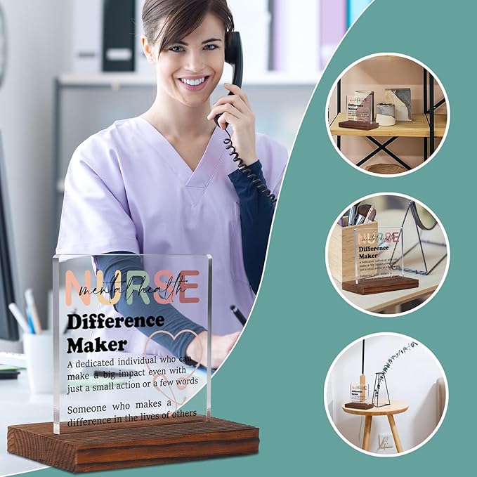 Appreciation Gifts for Mental Health Nurse Clear Desk Decor Sign, Thank You Gifts for Psych Nursing Students Graduation, Difference Marker Nurses Week PMHNP Recognition Office Desk Plaque TZD36