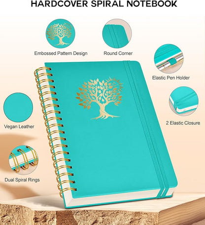Large Spiral Notebook Journal for Women Men - 300 Numbered Lined Pages, College Ruled, A4 Hardcover Spiral Bound Notebook for School, Work, Note Taking, Writing, Leather Spiral Journal 8.5"x11"