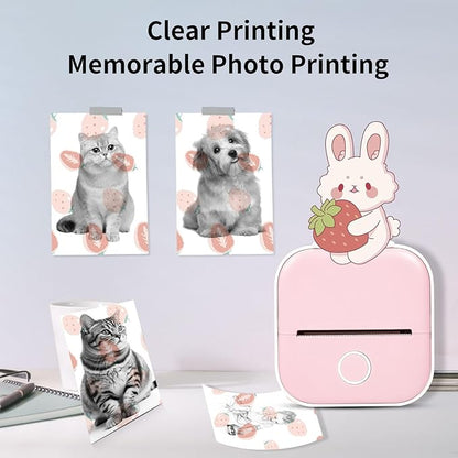 Strawberry Stickers for T02 Mini Printer - Strawberry Sticker Paper Works with T02/M02X/M02L Sticker Printer, Last for 10 Years, Ideal for Journal Photo Study Note, 50mmx3.5m, 3 Rolls