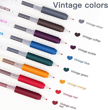 Retro Journal Planner Pens Colorful 0.5mm Markers Fine Tip Drawing Pens Porous Fineliner Pen for Bullet Journaling Writing Note Taking Coloring Art Office School Supplies (8 retro colors)