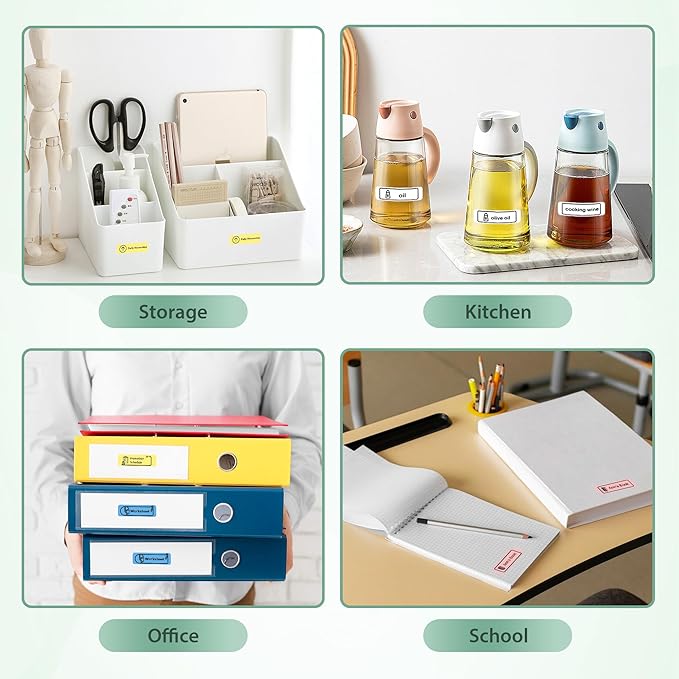 P21 Label Maker Machine with Tape, Bluetooth Label Printer Thermal Mini Label Makers with Built-in Cutter and Multiple Templates, Portable Printers for School, Office, Home Use (Green)