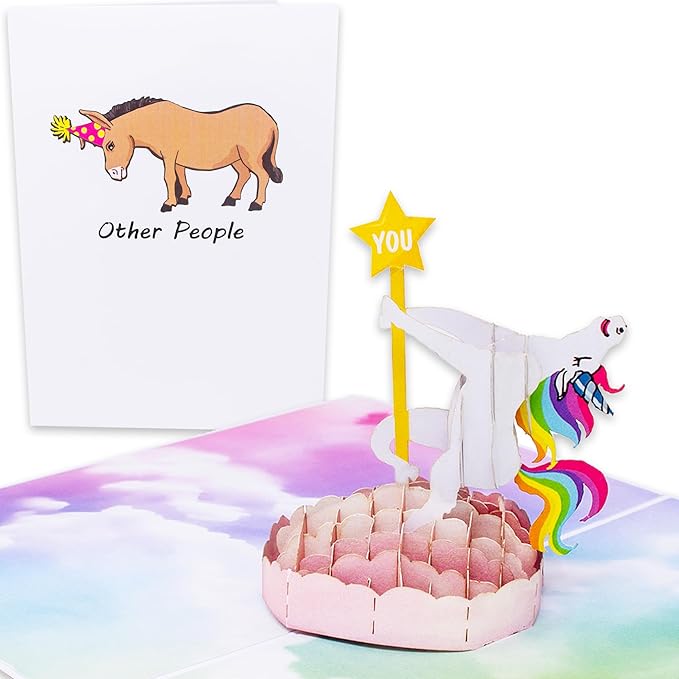 Funny Birthday Card | 3D Pop Up Cards of Colorful Unicorn Dancing on Pole | 30th, 40th Birthday Cards for Women | Promotion, Retirement Card for Coworker, Boss | Bday Greeting for Sister, Friend, BFF