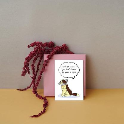 Funny Get Well Card Gift, Get Well Soon Card, Humorous Surgery Recovery Gifts for Women Men, At Least You Don't Have to Wear A Cone