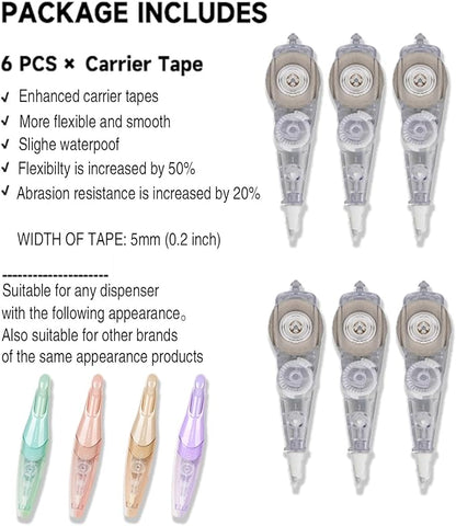 Refills for White Correction Tape, Carrier Tape for the Rectractble Series Refillable White Correction Tape, Refills for School Office Home Supplies,6 Counts