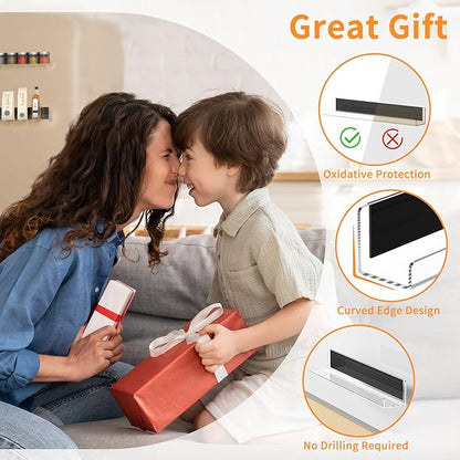 Carmanon Magnetic Book Shelf for Whiteboard, Reusable Acrylic Book Display Shelf with Strong Adsorption Capacity, Magnetic Book Holder for Classroom Refrigerator Office Teacher Kids, Clear