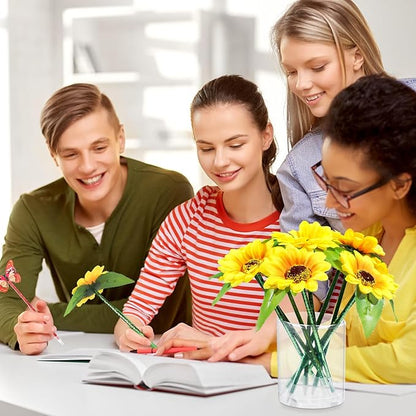 Zhanmai 24 Pieces Sunflower Butterfly Pens Bulk Novelty Pens Cute Ballpoint Writing Pens 0.5 mm 0.7 mm Party Favors for Classroom Teacher Student Office(Butterfly Style)