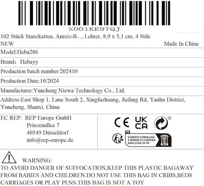 102 PCS Punch Cards, Incentive Reward Card Student Awards Loyalty Cards for Business, Classroom, Kids Behavior, Students, Teachers, 3.5” x 2”, 4 Styles