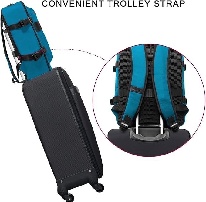 Travel Backpack 17L Lightweight Casual Small Carry-on Daypack 15-inch Laptop Notebook, Underseat Overnight Weekender, Blue