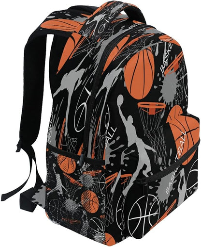 AUUXVA Sport Man Basketball School Backpack for Girls Boys Kids Laptop Backpack Travel Camping Daypack Medium