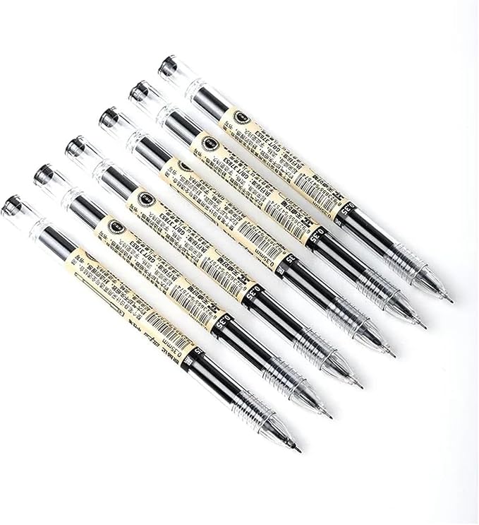 BEMLP Gel Ink Pen Extra Fine Point Pens Ballpoint Pen 0.35mm Black for Japanese Office School Stationery Supply 12 Pieces