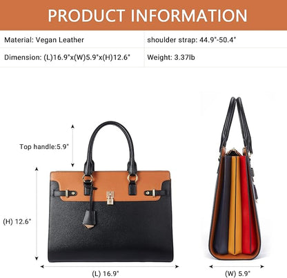 Telena Laptop Tote Bag for Women, 15.6 Inch Shoulder Tote Bag Leather Briefcase for Women, Large Capacity Handbag Bags